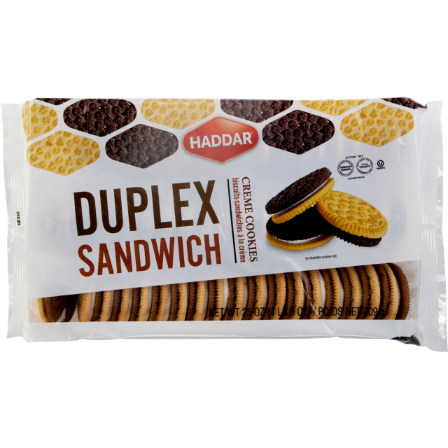 Haddar Duplex Chocolate Vanilla Sandwich Creme Cookies 25 Oz