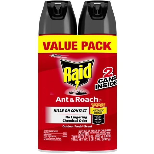 Raid Ant & Roach Killer Outdoor Fresh Scent Twin Pack, 17.5 Oz each