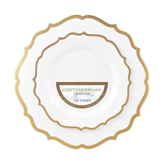 Contemporary Plate Gold Combo Pack 7.5″ & 10.5″ (32Count)