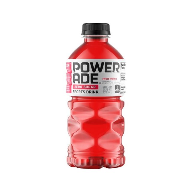 Powerade Sports Drink Zero Sugar Fruit Punch, 28 Fl oz 828 ml