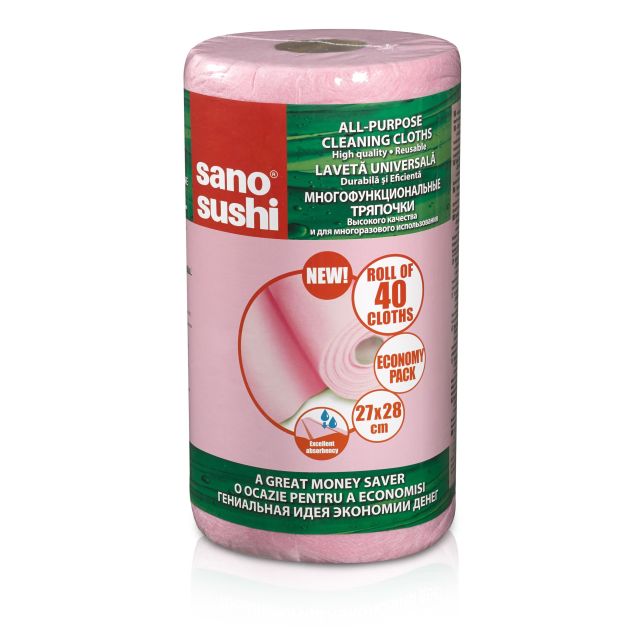 Sano Sushi All-Purpose Cleaning Cloth Reusable Pink 40 PCS