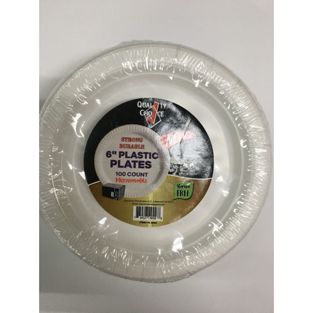 Quality Choice 6" Plastic Plates  100 Ct