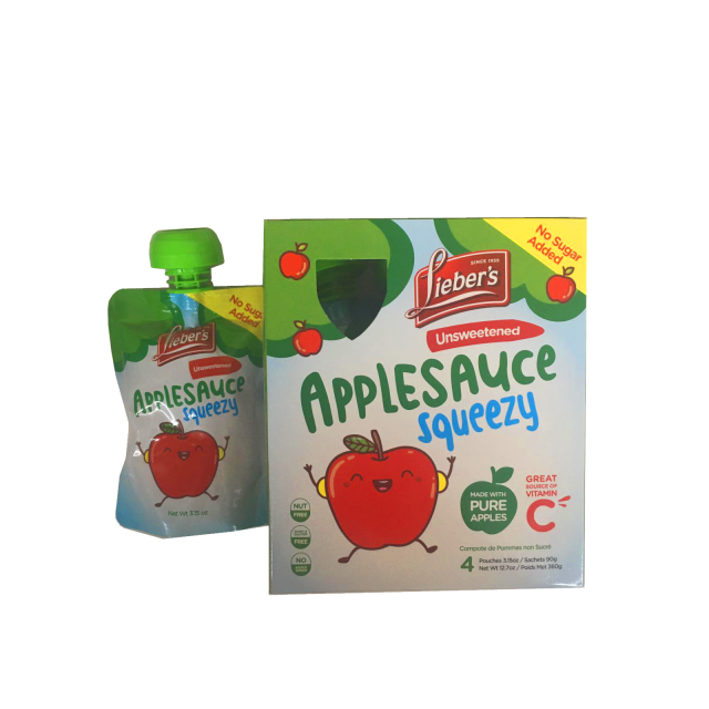 Liebers Squeezy Unsweetened Applesauce 4 pk 4Ã—3.15 Oz