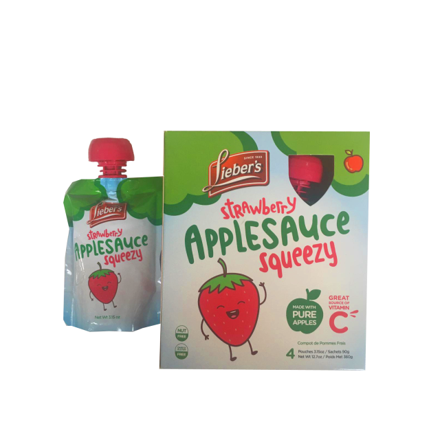 Liebers Squeezy Strawberry Applesauce 4 pk 4Ã—3.15 Oz