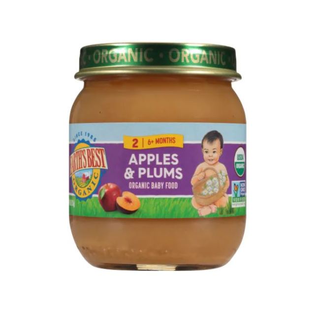 Earth's Best Organic Baby Food Apples & Plums, Stage 2 - 4 Oz