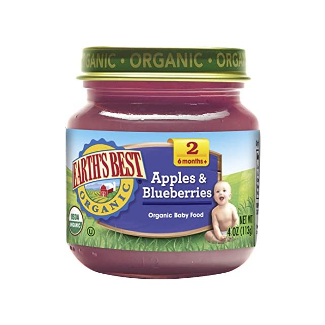 Earth's Best Organic Baby Food Apples & Blueberries, Stage 2 - 4 Oz
