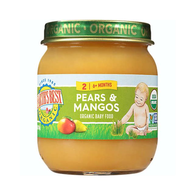 Earth's Best Organic Baby Food Pears & Mangos, Stage 2 - 4 Oz