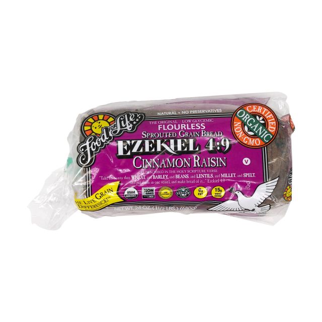Ezekiel Cinnamon Raisin Bread, Frozen 20 CT Bag 24 Oz
