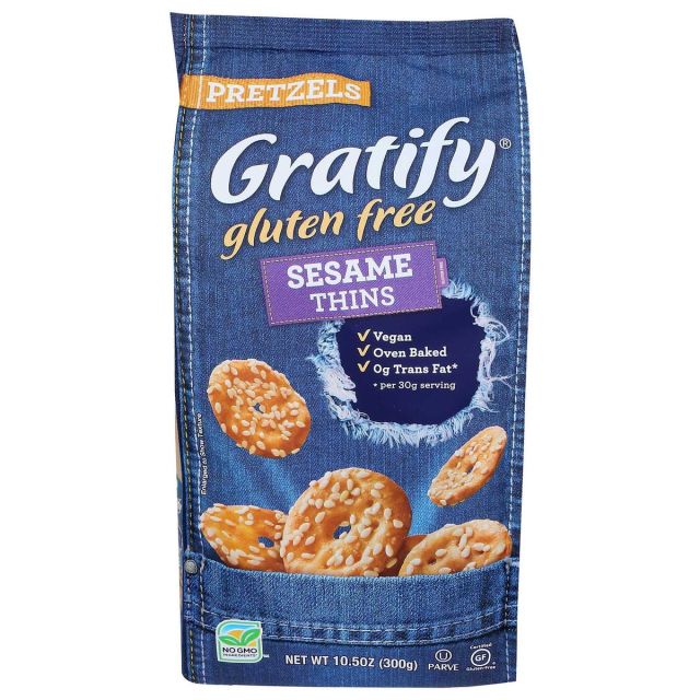 Gratify Gluten Free Pretzel Sesame Thins 10.5 OZ