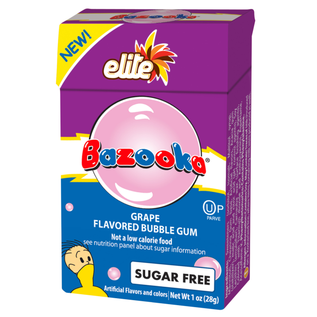 Elite Grape Bazooka Sugar Free Gum 1 Oz