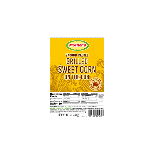 Mothers Grilled Vacpac Sweet Corn On The Cob 14.1 Oz
