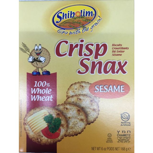 Shibolim Whole Wheat Sesame Crisp Snax Crackers 6 Oz