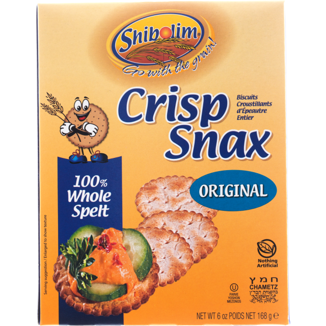 Shibolim Crackers Spelt Original Crisp Snax Sugar Free 6 Oz
