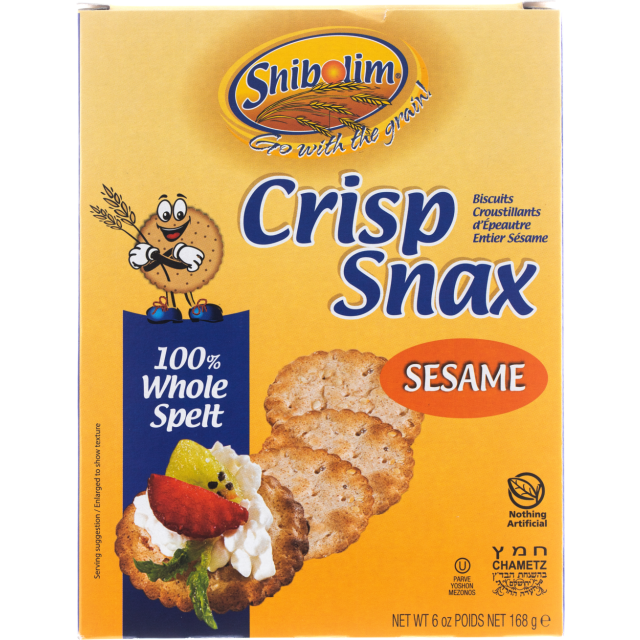 Shibolim Crackers Spelt Sesame Crisp Snax Sugar Free 6 Oz
