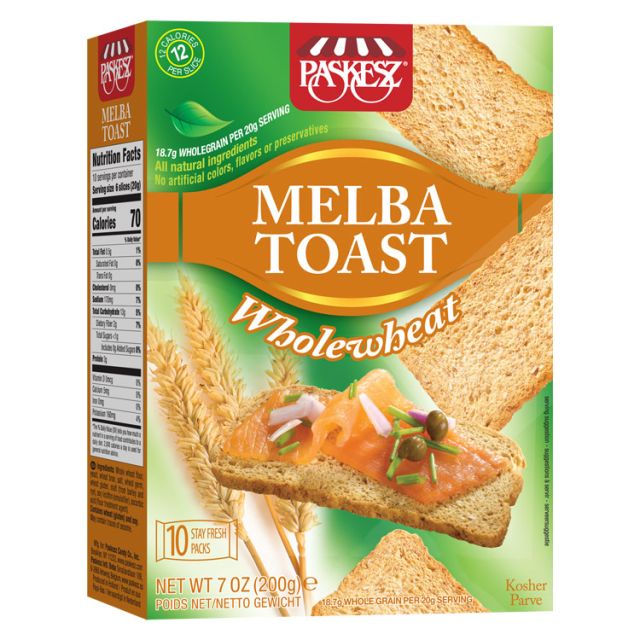 Paskesz Melba Toast Whole Wheat 7 Oz