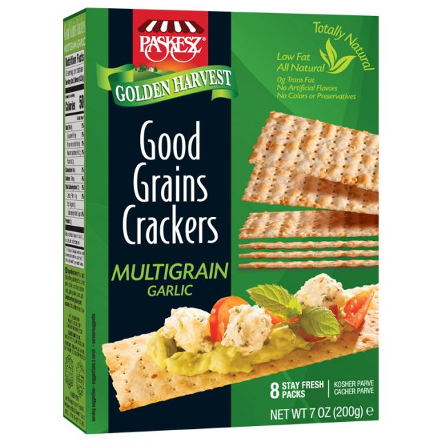 Paskesz Good Grains Crackers Multigrain Garlic 7 Oz