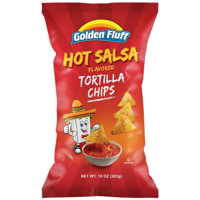 Golden Fluff Large Tortilla Chips Hot Salsa 10 Oz