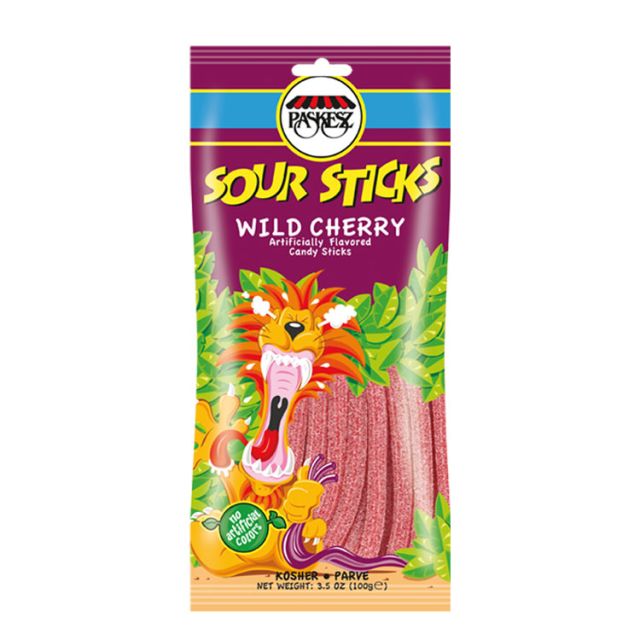 Paskesz Sour Sticks Wild Cherry 3.5 Oz