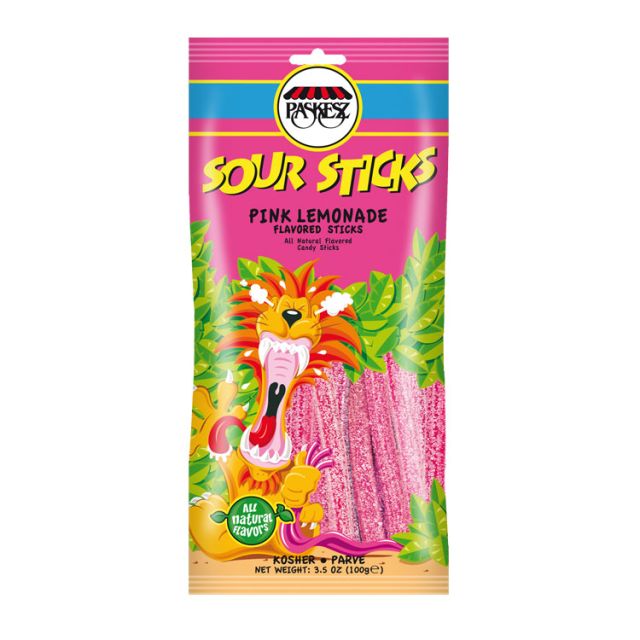 Paskesz Sour Sticks Pink Lemonade 3.5 Oz
