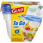 Glad To Go Container Lunch Size - With Dressing Cups That Snap Into Lid 4 Ct