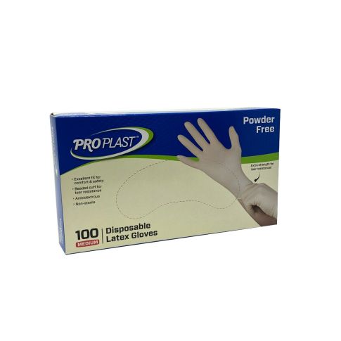 Pro Plast Latex Gloves Medium 100 Ct